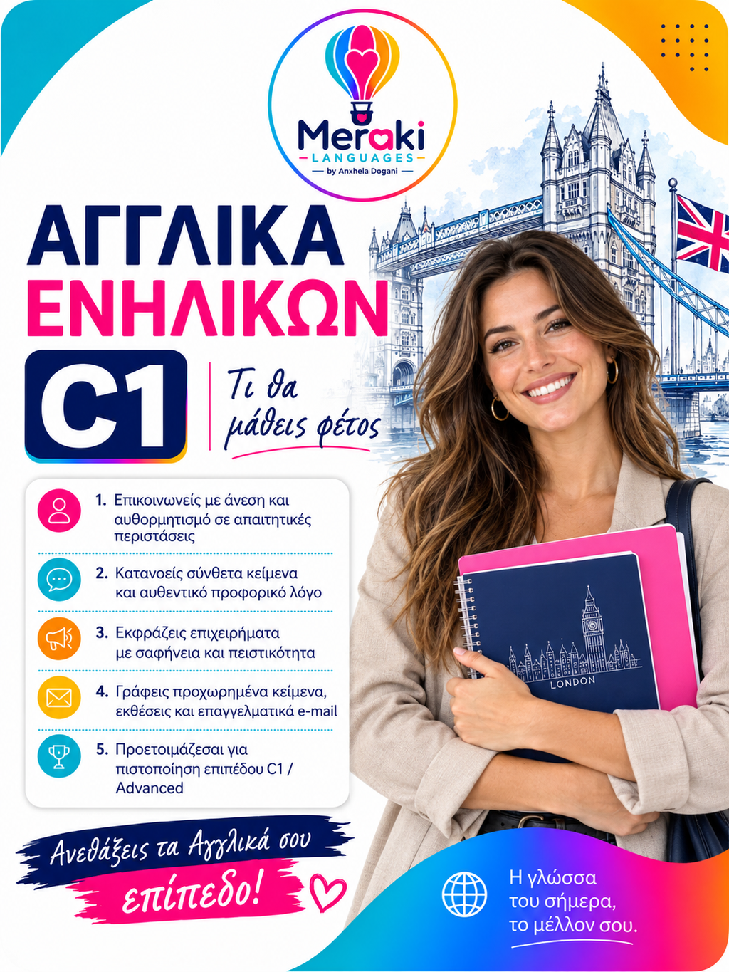 Μάθημα C1 Αγγλικών / Online ή δια ζώσης