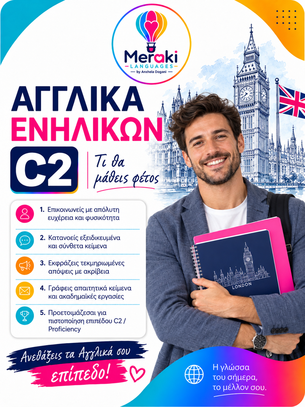 Μάθημα C2 Αγγλικών / Online ή δια ζώσης