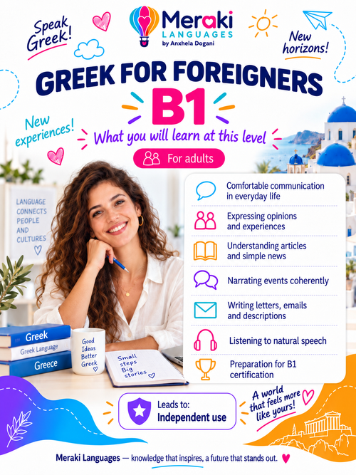 B1 Greek Courses for adults / Online or in-person
