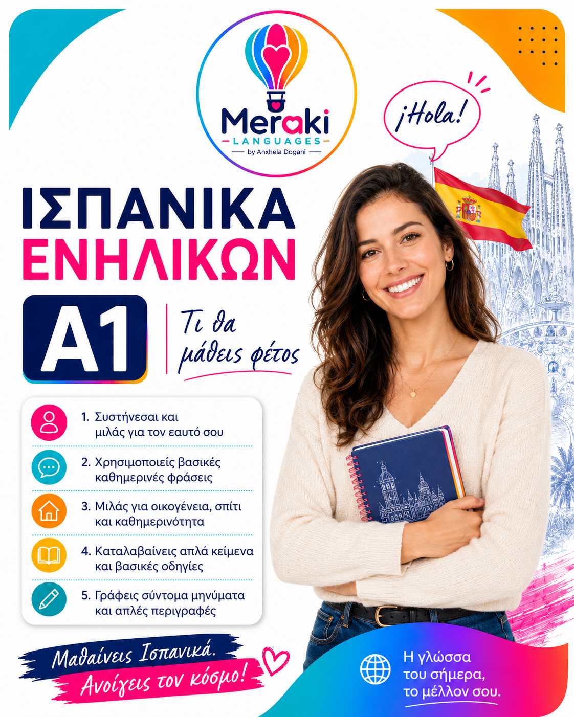 Μάθημα A1 Ισπανικών Ενηλίκων / Online ή δια ζώσης