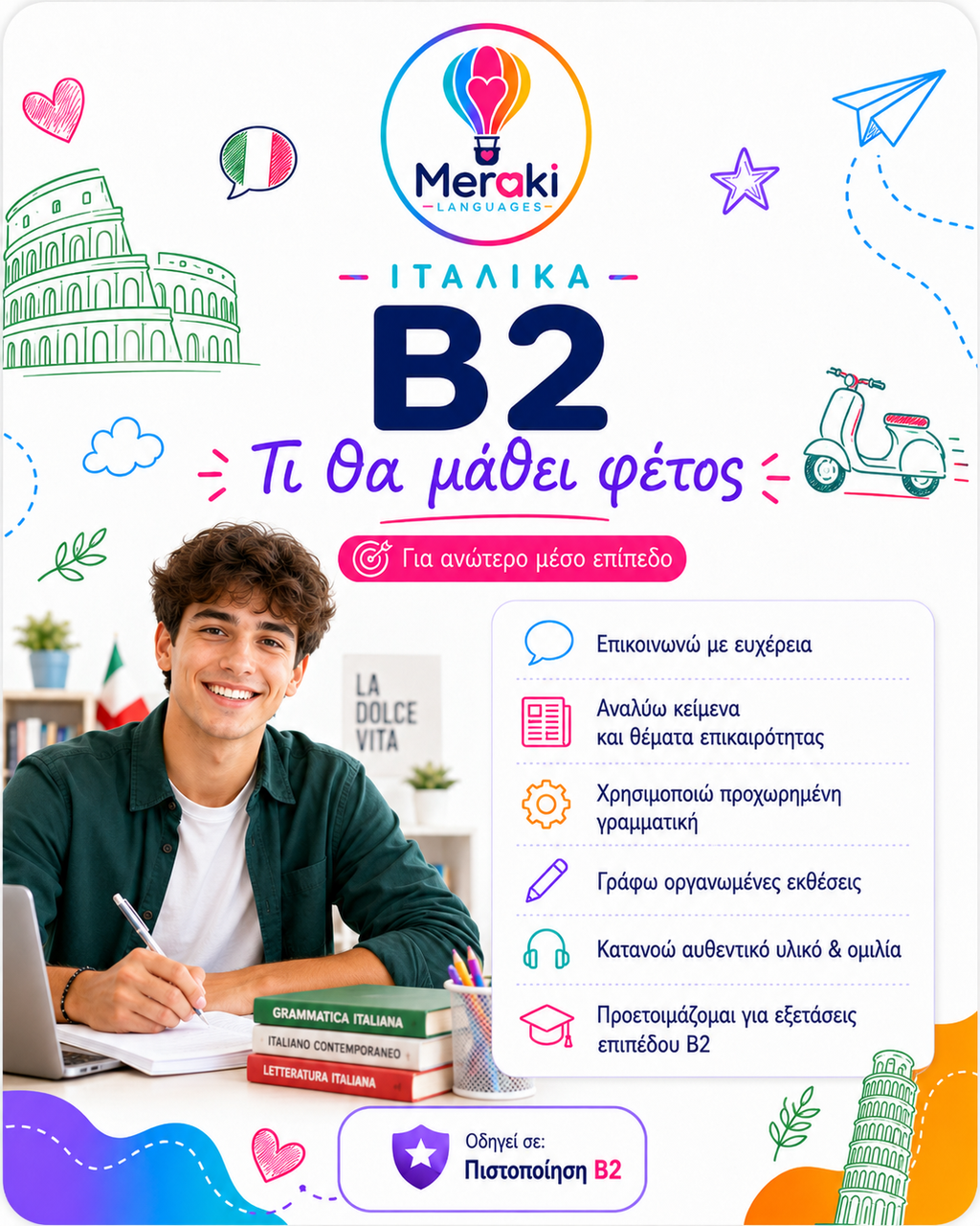 Μάθημα Β2 Ιταλικών / Online ή δια ζώσης