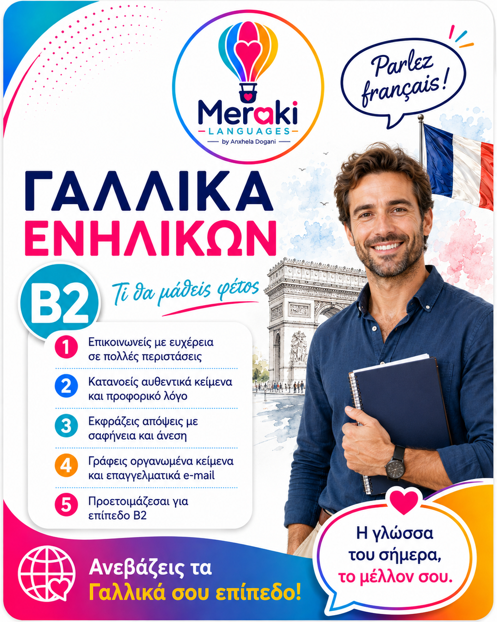 Μάθημα B2 Γαλλικών Ενηλίκων / Online ή δια ζώσης
