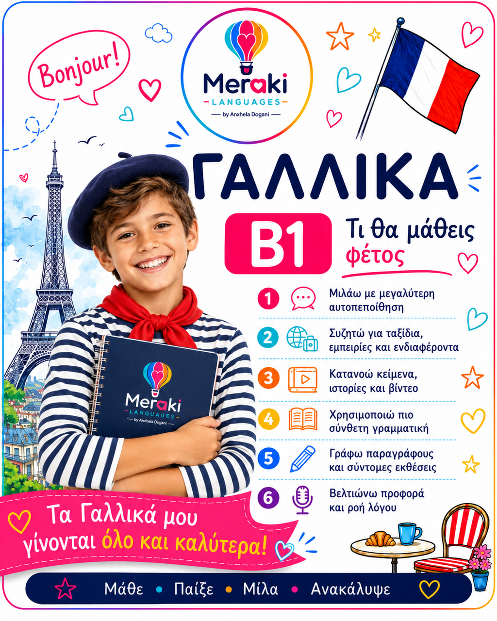 Μάθημα Β1 Γαλλικών Παιδικό / Online ή δια ζώσης
