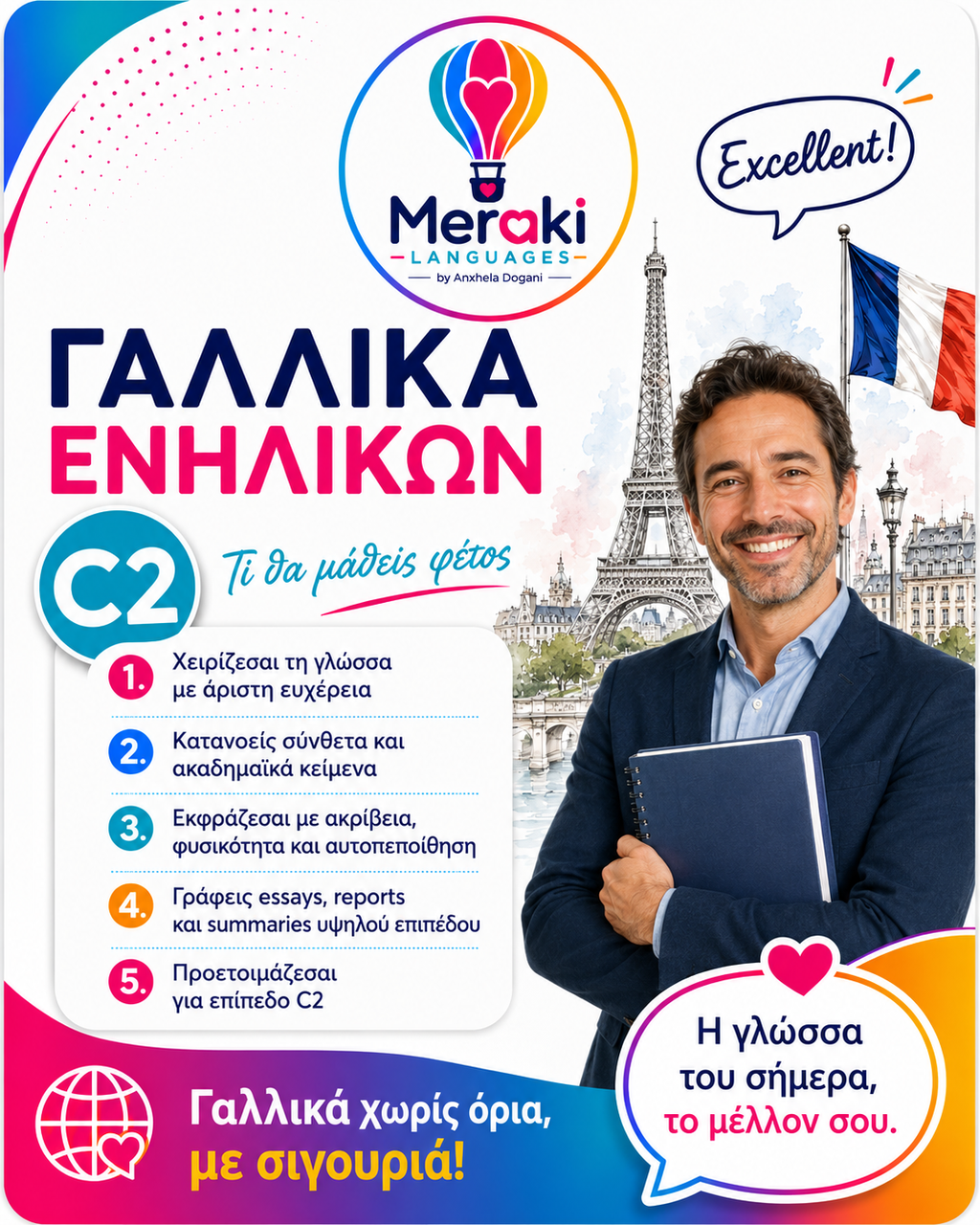Μάθημα C2 Γαλλικών / Online ή δια ζώσης